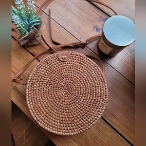 Rattan Woven Drum Bag